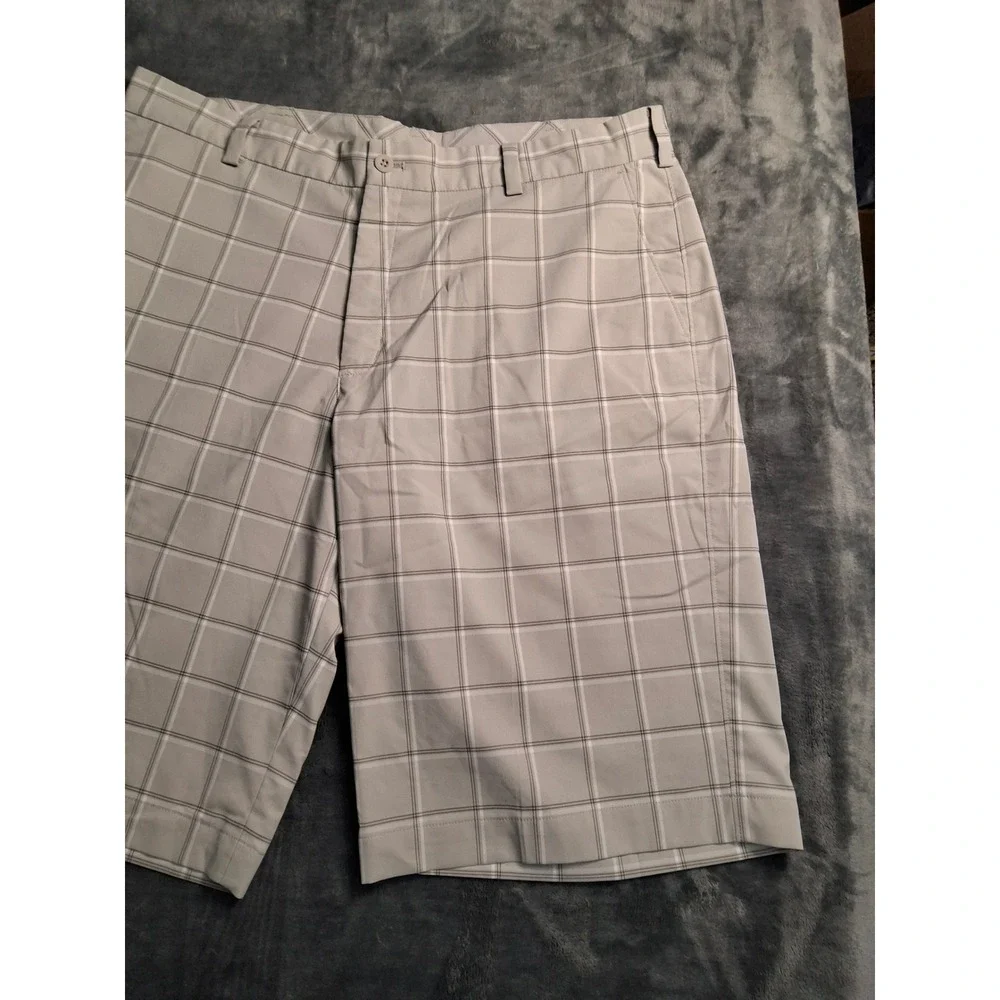 Nike Golf Dri-FIT Mens Grey Plaid Flat Front Performance Shorts‎ Size 36
